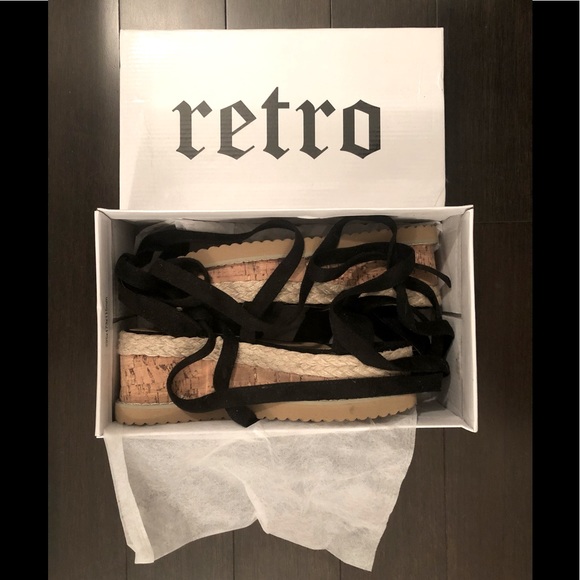 Black Wedge Espadrille Gladiator Sandals Shoes 5 6 - Picture 3 of 3